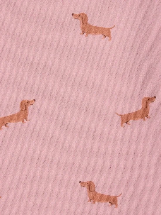 Women's Pink Dachshund-Print Hoodie and Shorts Set - Picture 6 of 6